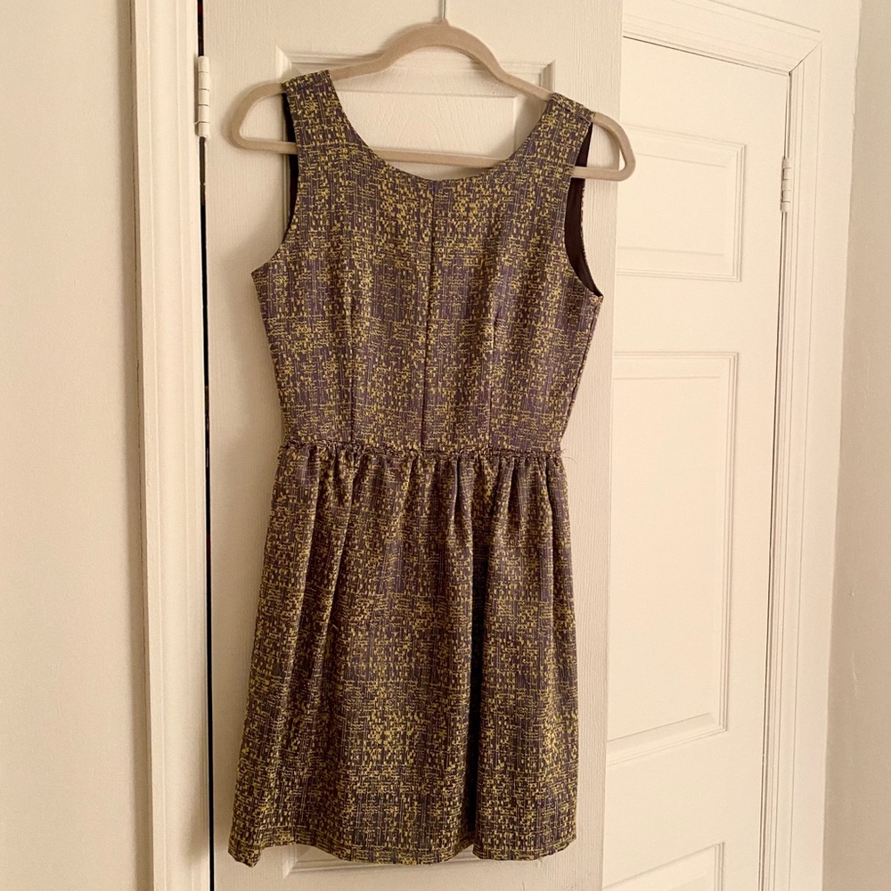 Aqua Bdales Gray + Yellow Tweed Tank Mini Dress